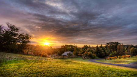 Sunset in a rural placeの写真素材