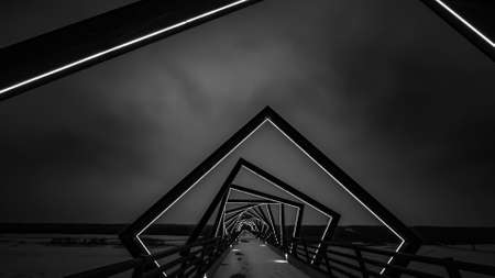 A beautiful luminated bridgeの写真素材