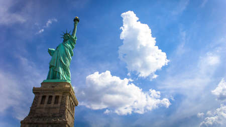 Liberty statue and the skyの写真素材