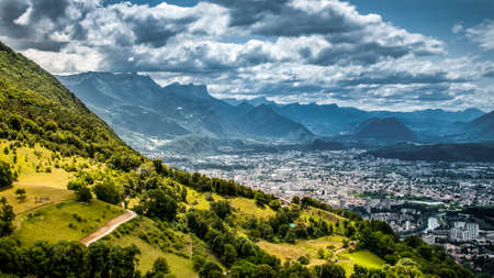 City in the valleyの写真素材