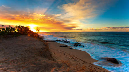 A beatiful sunset at the beachの写真素材