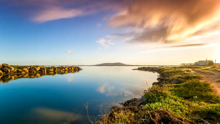 A calm rural lakeの写真素材