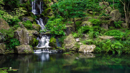 Lake small waterfallの写真素材
