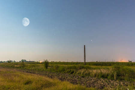 Night landscape and moon sceneの写真素材