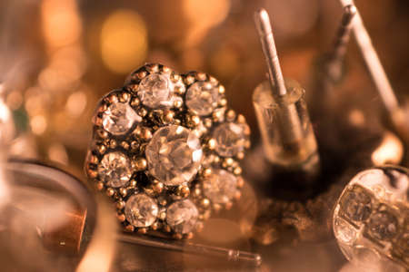 Lot of old earrings macroの写真素材