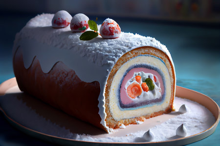 Arctic roll cake dish ai generatedの写真素材