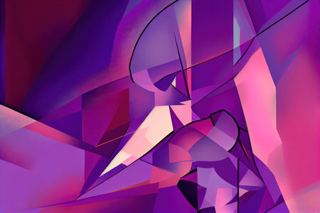 A colorful abstract background with geometric shapes and lines. Cubist style. Generative AIの素材