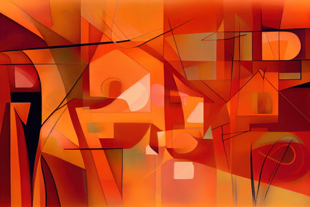 A colorful abstract background with geometric shapes and lines. Cubist style. Generative AIの素材