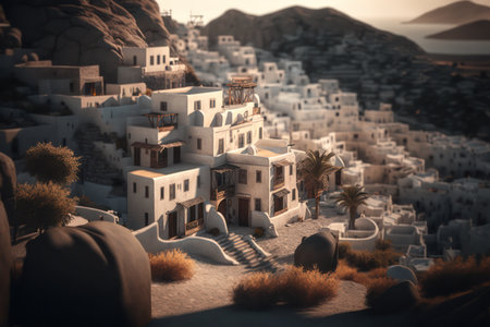 Streets of Mykonos Greece Island. Generative AIの素材