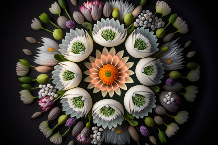 Flower Mandala Abstract Background. Generative AIの素材