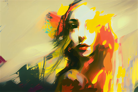 Portrait of a woman abstract painting. Generative AIの素材