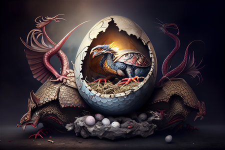 Fantasy easter egg illustration, Generative AIの素材