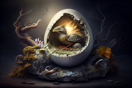 Fantasy easter egg illustration, Generative AIの素材