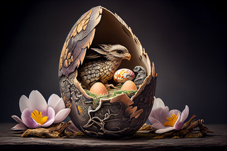 Fantasy easter egg illustration, Generative AIの素材