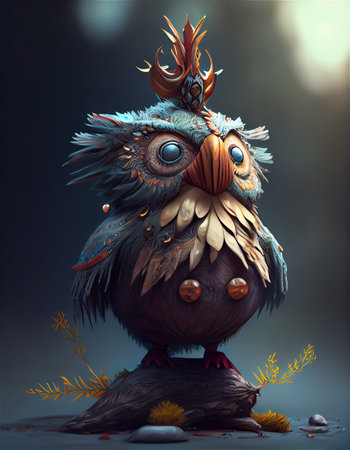 Cute owl illustration. Generative AIの素材