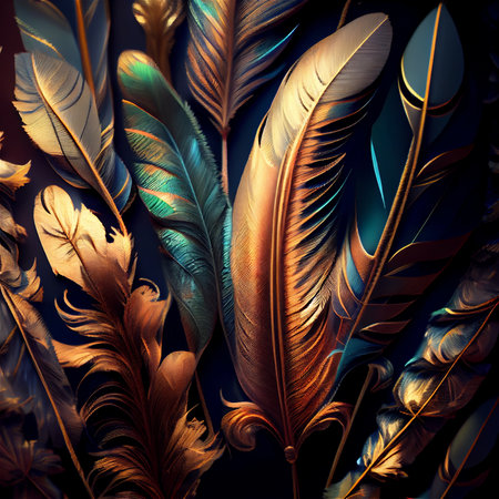 Surreal feather texture illustration. Generative AIの素材