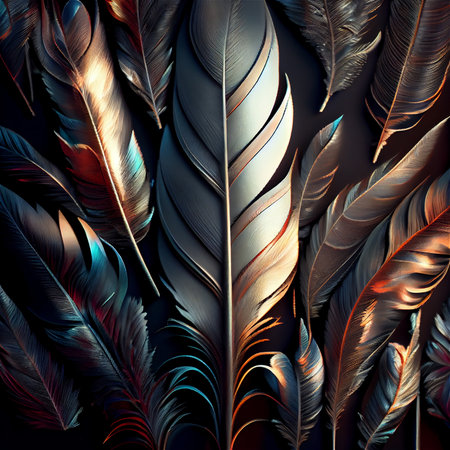 Surreal feather texture illustration. Generative AIの素材