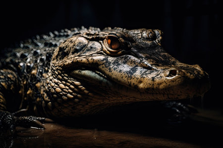 Crocodile close up portrait in a forest. Generative AIの素材