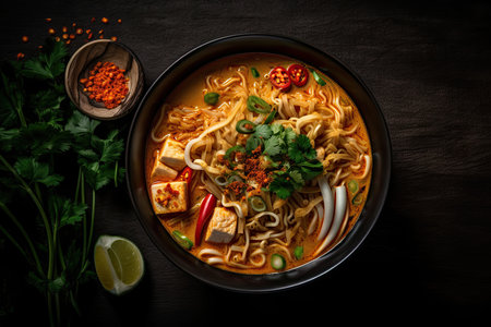 Penang Asam Laksa Dish. Studio Shot. Generative AIの素材