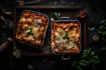 Lasagna dish. Studio Shot. Generative AIの素材