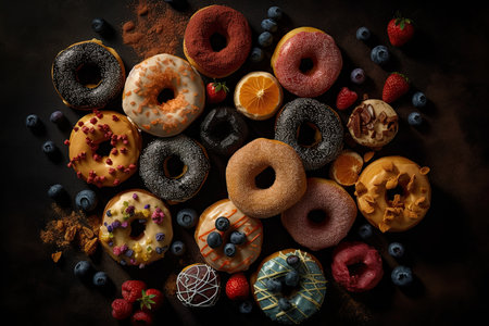 American donuts on a table. Studio Shot. Generative AIの素材