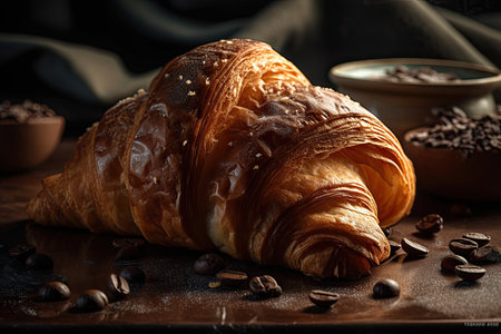 Croissant close up shot. Studio Shot. Generative AIの素材