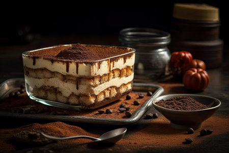 Tiramisu cake. Studio Shot. Generative AIの素材