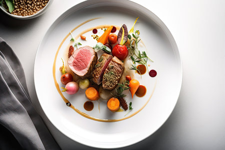 Sous vide lamb dish. Studio Shot. Generative AIの素材