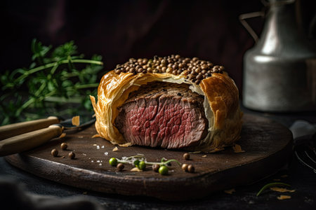 Beef Wellington. Studio Shot. Generative AIの素材