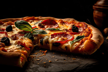 Pizza on a table. Studio Shot. Generative AIの素材