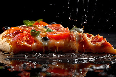 Pizza on a table. Studio Shot. Generative AIの素材