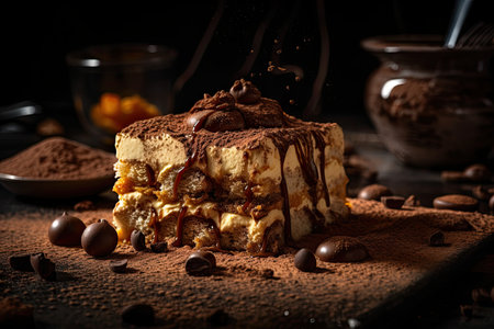 Tiramisu cake. Studio Shot. Generative AIの素材