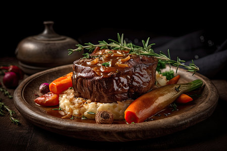 Beef shin dish. Studio shot. Generative AIの素材