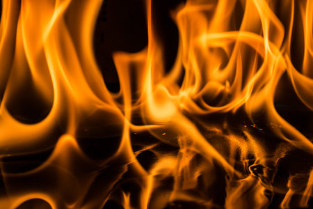 Flames of fire, over darkness.の写真素材