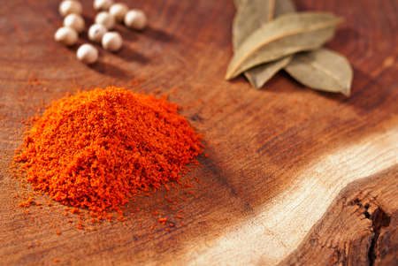 Paprika on wooden board