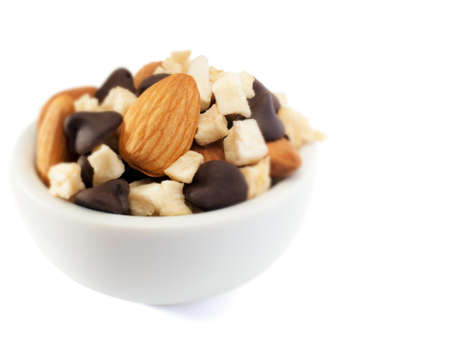 dry fruit mix in bowl, background whiteの写真素材