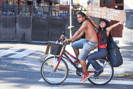 Buenos Aires, CABA, Argentina - November 30, 2018: G20 summit protest street, Buenos Aires.のeditorial素材