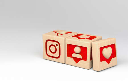 3d illustration, wooden cubesの写真素材