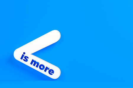 3d illustration, sign, text less is more, infinity blueの写真素材