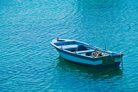 Greek blue boatの写真素材