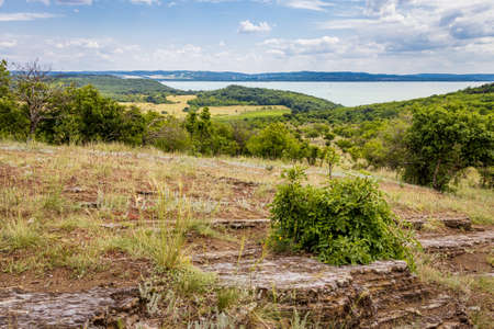 The view from Tihany Peninsula near Lake Balaton, Hungaryの写真素材