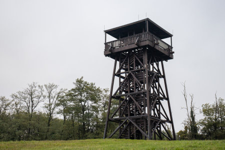 Mother Theresa (Terez Anya) lookout tower in an autumn afternoon in Zalakoveskut, Hungaryの写真素材