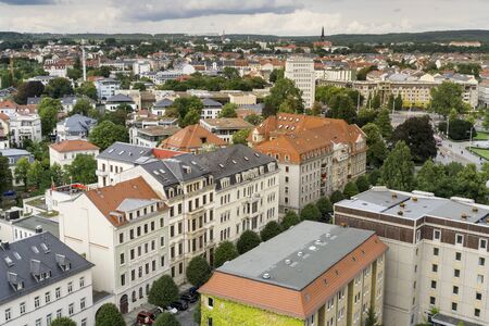 Top view on the old buildings in the center of Dresden city, Germanyのeditorial素材