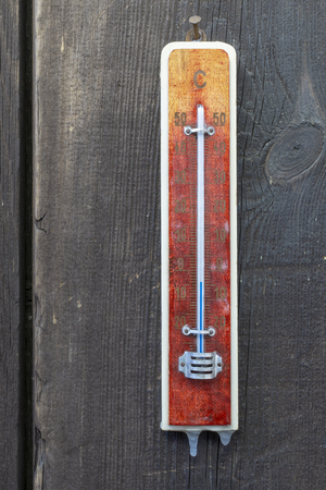 Thermometer with iciclesの写真素材