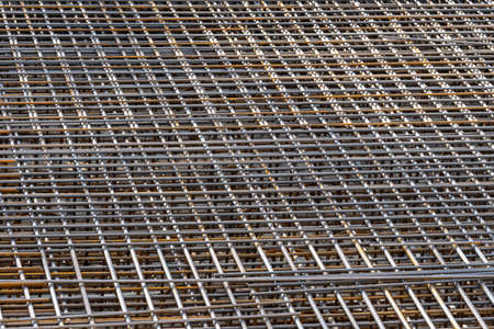 Reinforcing steel in construction siteの写真素材