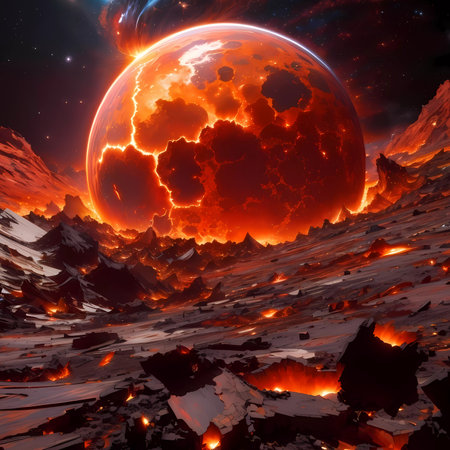 Chaos in space. Planets colliding.の素材