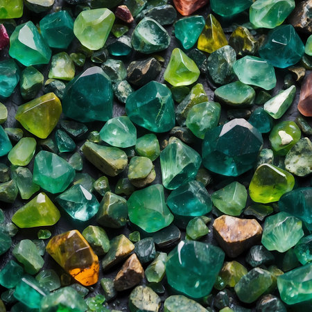 Green and emerald jewel stones background.の素材