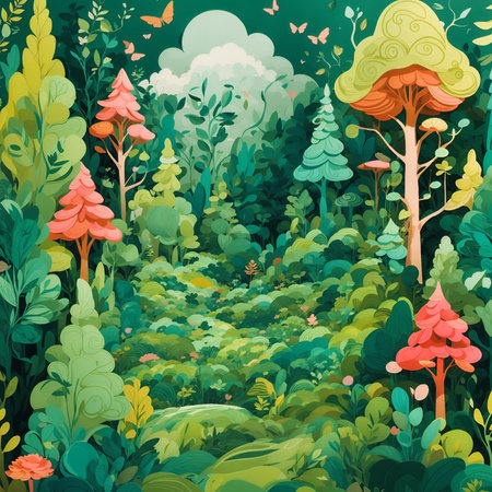 Cartoon forest background.の素材