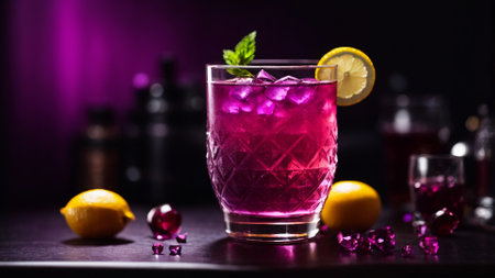 Glass with purple drink.の素材