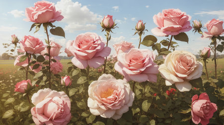 Beautiful pink roses art.の素材